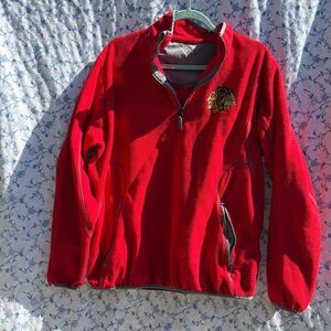 Chicago Blackhawks Red Fleece Quarter Zip Sweatshirt